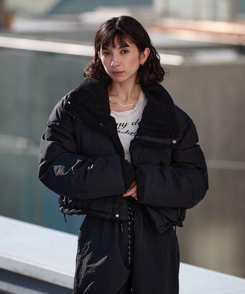 セール】Short-length faux fur down jacket / ショート丈 裏ボア×中綿