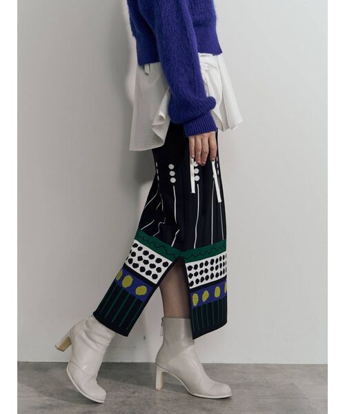 UN3D.（アンスリード）の「ミックスドットジャカードニットスカート