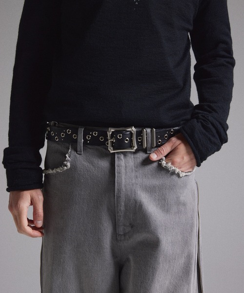 GRANCY】スタッズデザインレザーベルト / Studded Leather Belt