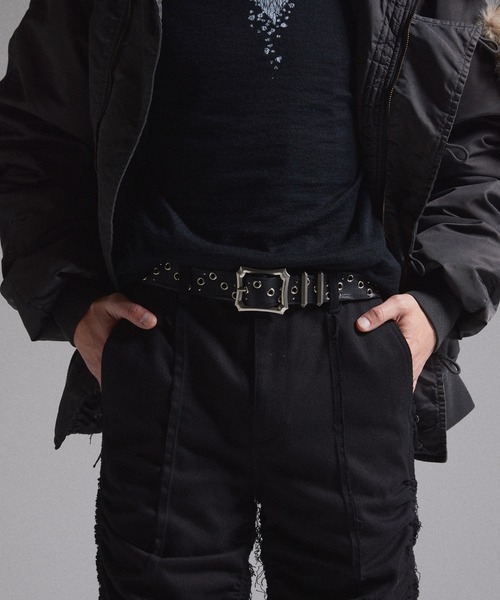 GRANCY】スタッズデザインレザーベルト / Studded Leather Belt