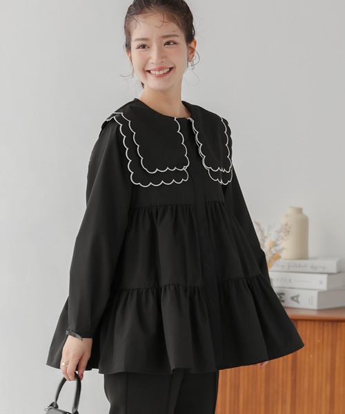 ダブルスカラップカラーティアードブラウス【ZOZO限定カラー】（シャツ