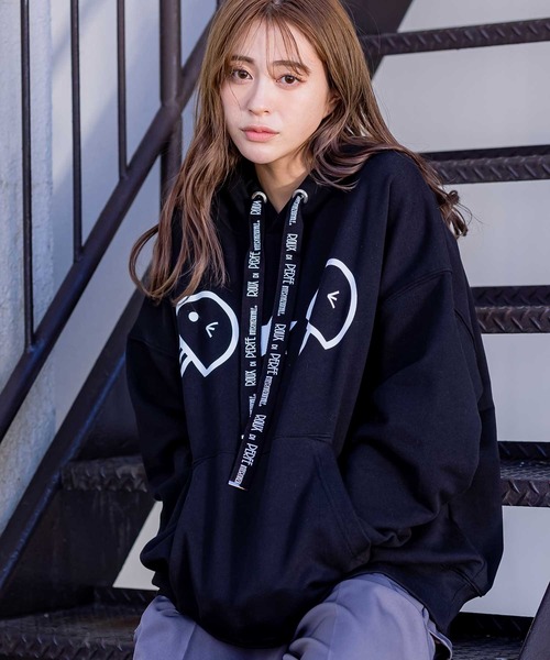 ROUXDI PERFE ルゥディパフィー]フロントベーマークロゴ紐フード