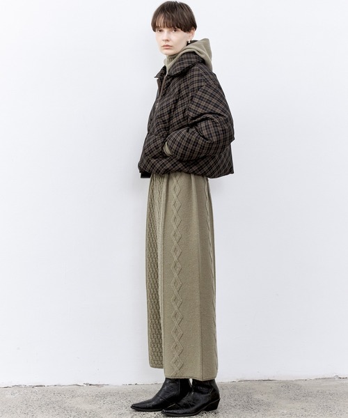 セール】「tageechita」チェック柄 ショートダウンジャケット（ダウン