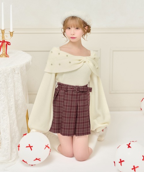 8周年記念アイテム】ビジューリボンニットトップス【ZOZOTOWN限定