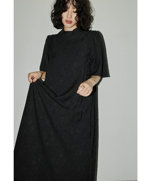 ジャガードAラインドレス マタニティ 妊婦 結婚式 パーティードレス