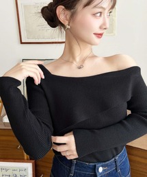 オフショルダー」に該当するトップス（ブラック/黒色系）ファッション