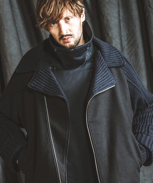 セール】【NO ID.】Changing Knit Big Riders Jacket / チェンジング