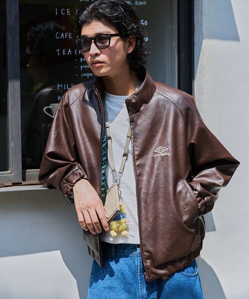 セール】UMBRO/アンブロ SP LEATHERETTE Stand Collar Blouson/別注