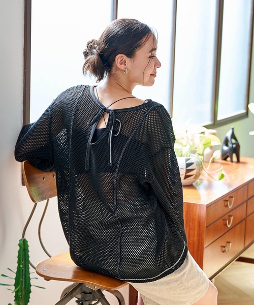 セール】メッシュトップス/ シアートップス/前後2way（Tシャツ
