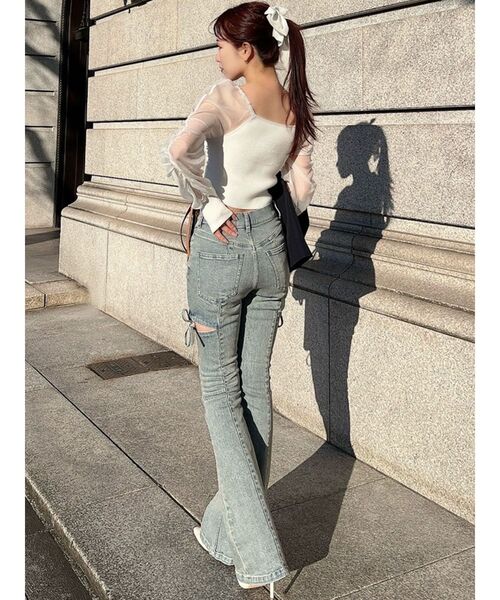 RESEXXY（リゼクシー）の「カットアウトリボンデニムパンツ（デニム