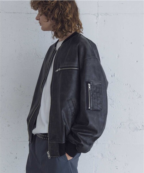 MONKEY TIME（モンキータイム）の「レザーライク ボンバー ジャケット
