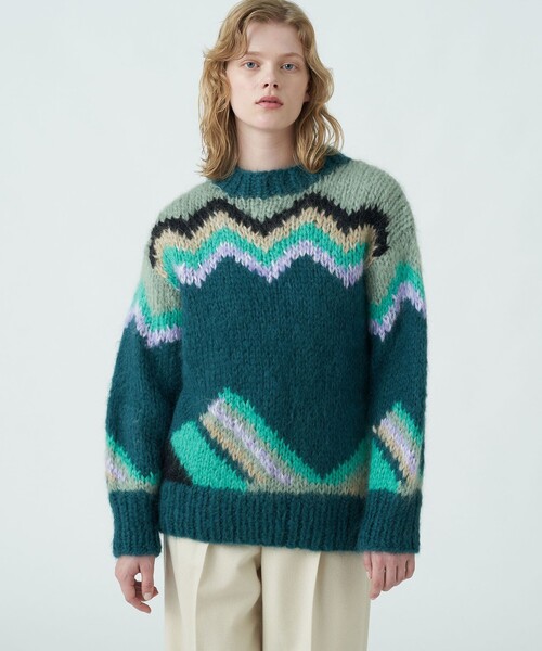 MACPHEE（マカフィー）の「カラーインターシャ クルーネックプル