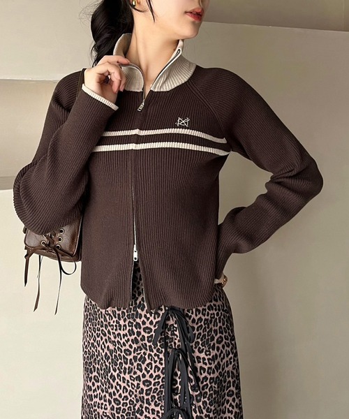 セール】ダブルジップラインニット（ニット/セーター）｜one after