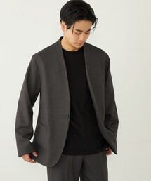 メンズのノーカラージャケット（グレー/灰色系）ファッション通販