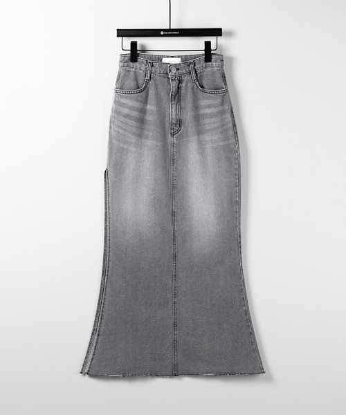 3size 】深スリットダメージデニムロングマーメイドスカート ／ deep