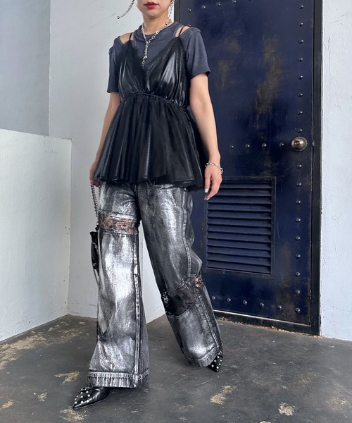 HARE（ハレ）の「【EDGY MODE】レースキリカエデニムパンツ（デニム