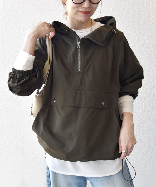 セール】SHIPS any: ハーフジップ ビッグ アノラック パーカー