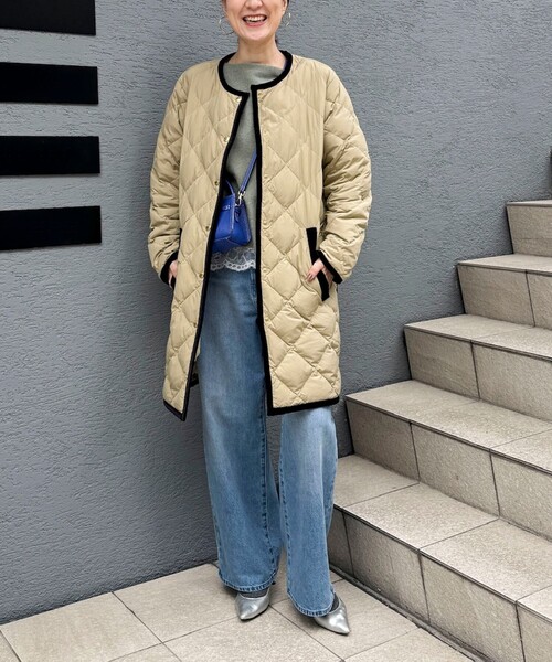 セール】【TAION×LIMONTA】別注ベロアパイピングロングダウン（ダウン