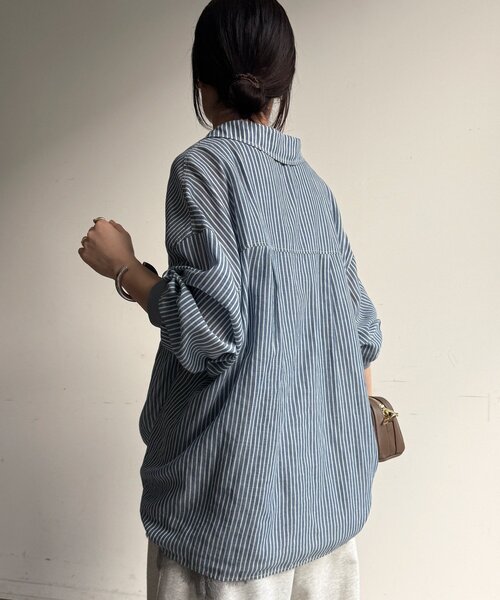 袖リブシアーデニムシャツ（シャツ/ブラウス）｜DouDou（ドゥドゥ）の