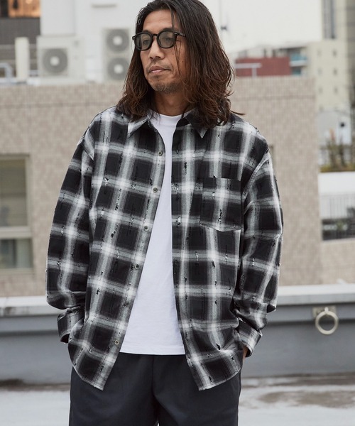 セール】ダメージ加工 チェックシャツ（シャツ/ブラウス）｜ALL RUNS