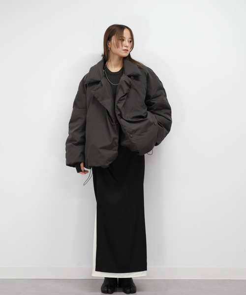 セール】オリジナルコクーンミドルダウンコート / スタンドカラー 襟