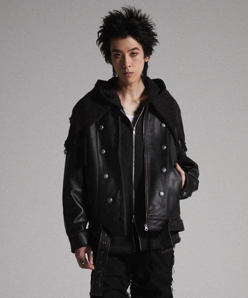 GRANCY】Knit Layered Design Zip Hoodie / ニットレイヤードデザイン