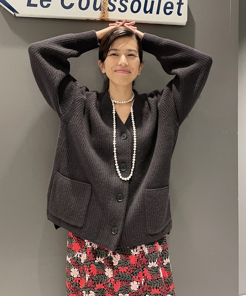 IENA（イエナ）の「AQUA畦ボックスシルエットカーディガン