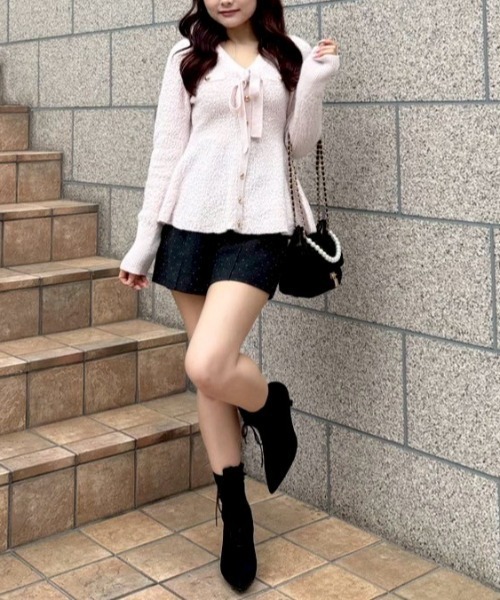 2WAYペプラムニットカーディガントップス 秋服 冬服（ニット/セーター