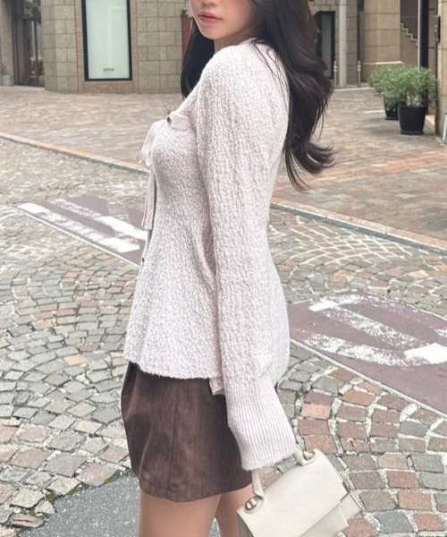 2WAYペプラムニットカーディガントップス 秋服 冬服（ニット/セーター