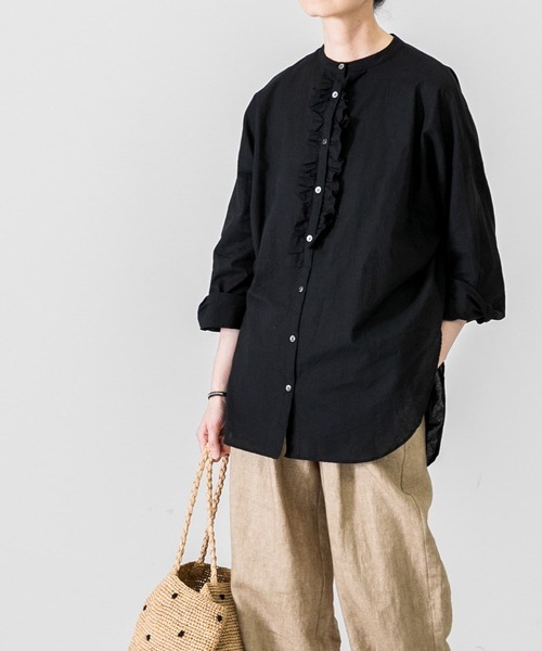 かぐれ（カグレ）の「コットンリネンフリルブラウス（シャツ/ブラウス