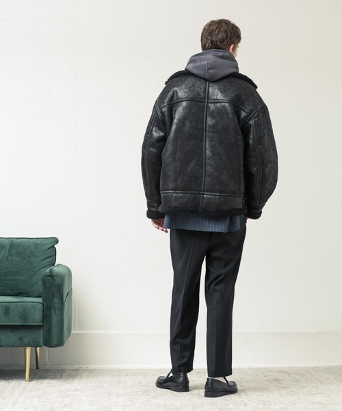 SLICK（スリック）の「シンセティックレザームートンB3ジャケット