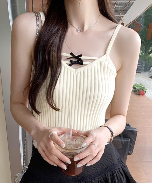 リボン付きキャミソールトップス（タンクトップ）｜PRIVATE BEACH