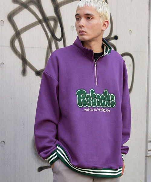 セール】【retock's】ハーフジップ タギンググラフィティ フェルト刺繍