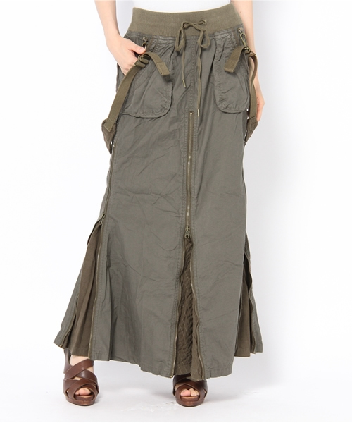 goa（ゴア）の「サスペンダー付綿カーゴロングスカート（スカート