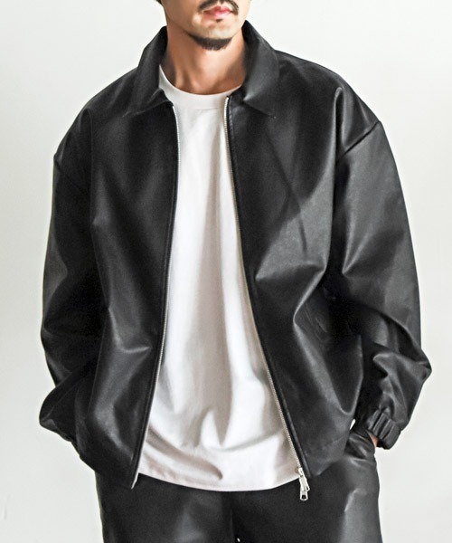 セール】オーバーサイズPUレザージャケット（ブルゾン）｜LUXSTYLE