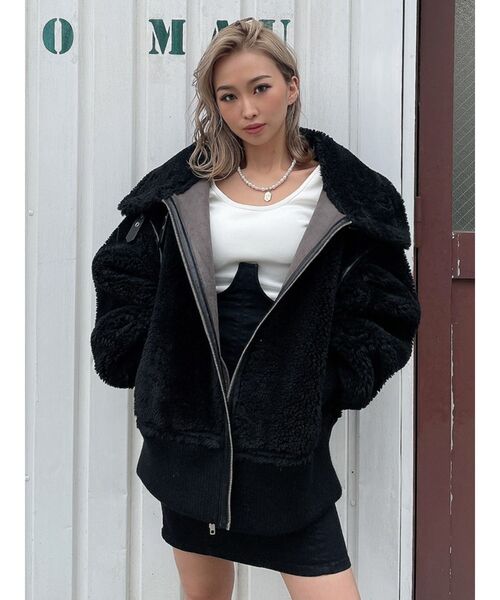 GYDA（ジェイダ）の「WIDE RIB ボア B-3 ジャケット（ブルゾン）」 - WEAR