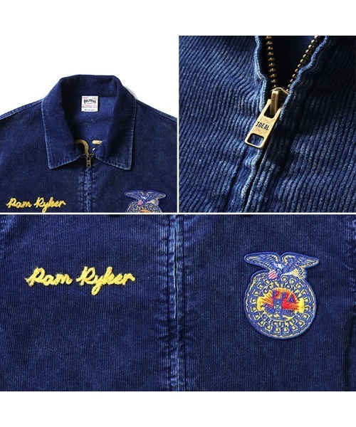 セール】HOUSTON ヒューストン INDIGO CORDUROY EMBROIDERY FFA JACKET