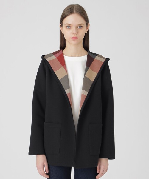 クレストブリッジチェックリバーシブルダンボールミディ丈コーディガン