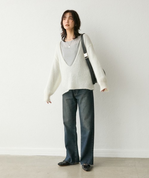 セール】全骨格美脚見え！/MONN.:. (モン)/slit DENIM（デニムパンツ