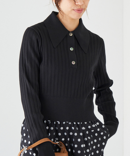 IENA（イエナ）の「襟付きショートニットプルオーバー（ニット