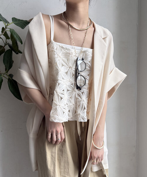 WEB限定】チュールフラワーキャミ（シャツ/ブラウス）｜DouDou
