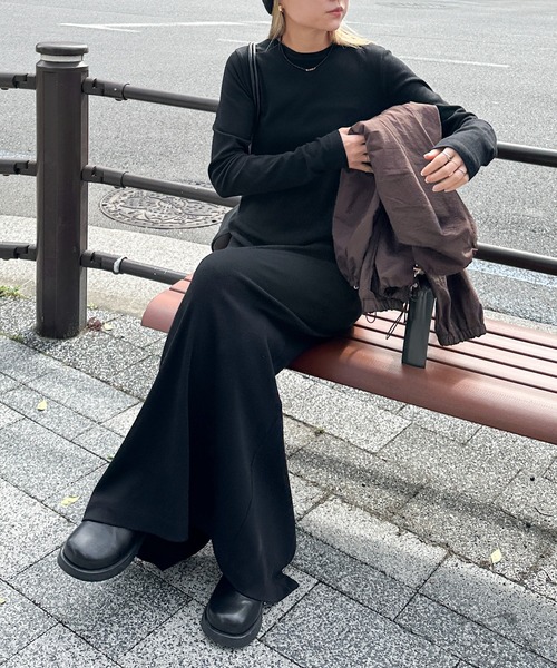 セール】【TALL/2Tサイズあり】カットリブロングワンピース