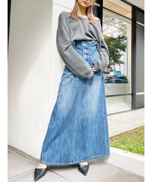 GYDA（ジェイダ）の「H/Wボタンデニムロングスカート（デニムスカート