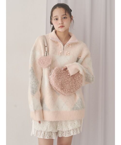 セール】fluffyアーガイルZIPニット（ニット/セーター）｜merry jenny
