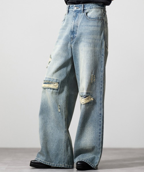 CLEL】Veiled Damage Denim / ヴェイルドダメージデニム（デニムパンツ