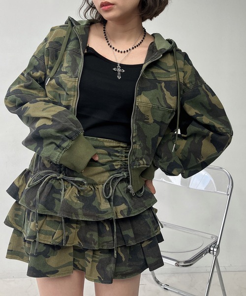 セール】◯フード付き クロップド丈ジャケット セットアップ対応