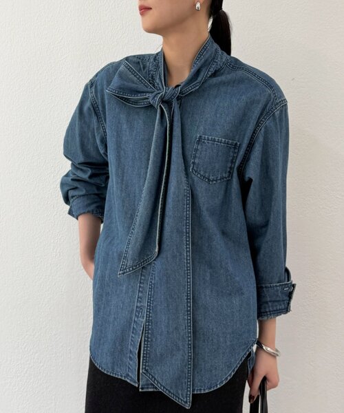 セール】デニムボウタイブラウス（シャツ/ブラウス）｜LOUNGEDRESS