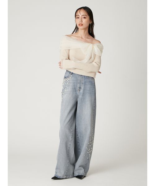 FRAY I.D（フレイアイディー）の「ハイウエストビジューデニム（デニム