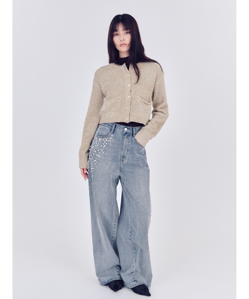 セール】ハイウエストビジューデニム（デニムパンツ）｜FRAY I.D