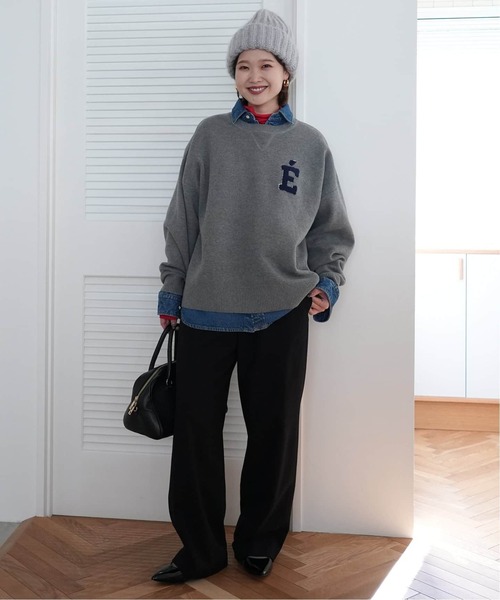 WEB限定カラー有り/追加》サガラ刺繍スウェットライクニット（ニット